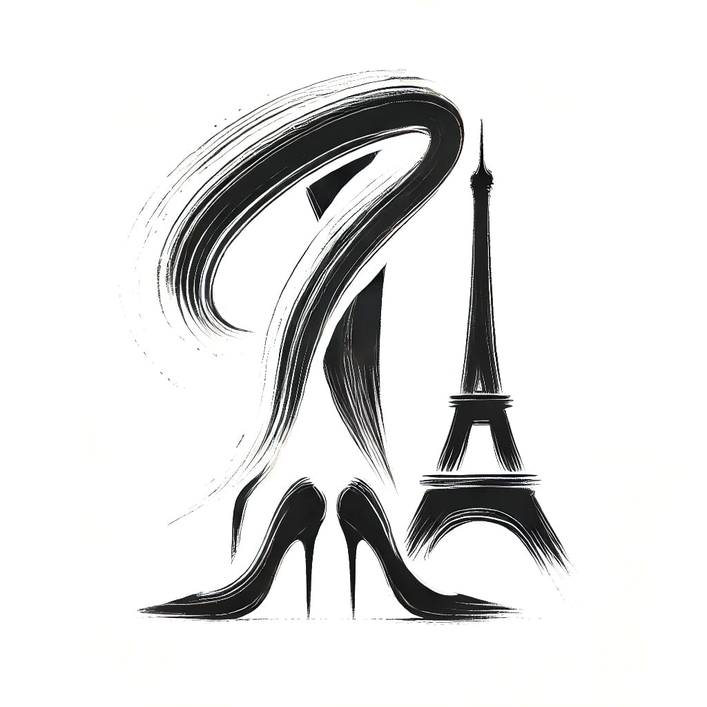 Brush drawing in black and white symbolising boudoir in Paris